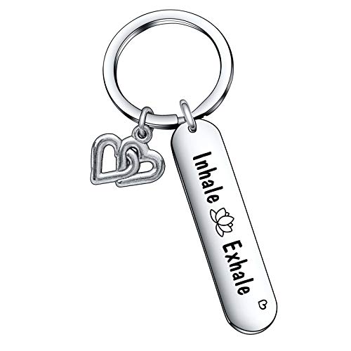 De&ai Yoga Jewelry Religious Gift Faith Jewelry Yoga Lover Keychain Daily Reminder Keychain Breathe Keyring Meditation Gift Inhale Exhale Key Chain (Inhale Exhale Keyring)