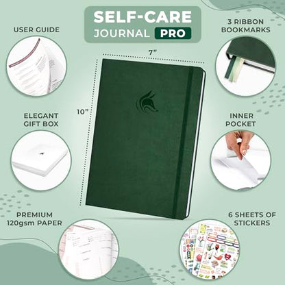 Clever Fox Self-Care Journal PRO – Wellness & Daily Reflection Notebook – Mental Health, Meditation & Mood Journal for Women, 7x10” (Forest Green) - color: Forest Green