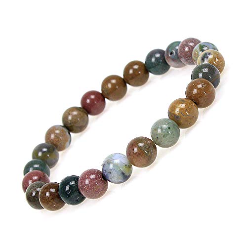 MJDCB Featured Men Women 8mm Beads Bracelet Elastic Natural Stone Yoga Bracelet Bangle 6.7" - color: Ocean Stone