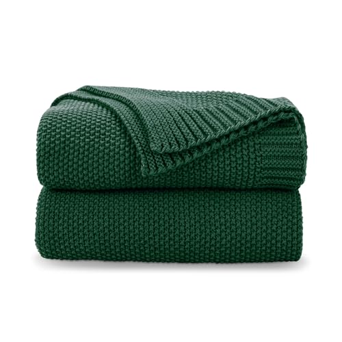 CozeCube Christmas Green Throw Blanket for Couch, Soft Cozy Cable Knit Throw for Bed Sofa Living Room, Lightweight Warm Decorative Farmhouse Christmas Blanket, 50"x60", Emerald Green - color: Dark Green, size: 50"x60"