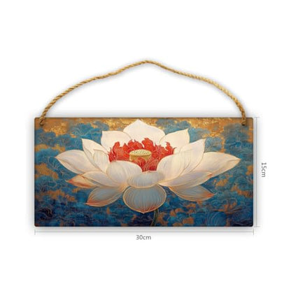 Elegant Lotuses Art Wooden decor Sign 12x6 Inch,Farmhouse Rustic Wood Decors for Home,Calming Wall Hanging Art for Yoga & Meditation Enthusiasts in Bedroom, Entryway,Kitchen & Nursery Craft