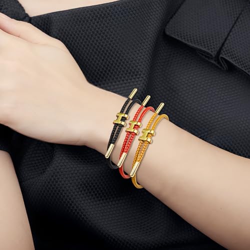 Simple Titanium Rope Steel wire Bracelet, Bracelet with Adjustable Design Polished H Shape Buckle, Fashion Gift for Women Men - color: black