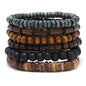 KIFEDSLJ Multilayer Wooden Beaded Bracelet Handmade Natural Wood Beads Elastic Stretch Bracelet Bangle for Women - color: mix E