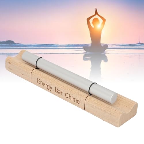 Single Tone Energy Chime for Mindfulness Meditation, Wooden Hand Chime with Mallet, Cherry Wood and Aluminum Alloy Healing Bell for Yoga Prayer Stress Relief (Moon Shaped) - size: Moon Shaped