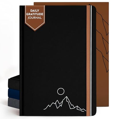 Premium Gratitude Journal for Men – 6 Month Guided Daily Prompts, Habit Tracker – Hardcover, 249 Pages, Lay Flat, 100gsm Paper – Mens Mindfulness Gifts, Mental Health, Self Mastery, Gift Boxed - color: Men - Black