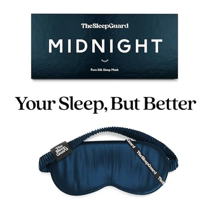 Pure Silk Sleep Mask [100% 6A Mulberry Silk, 22 Momme] Light Blocking Travel Essentials. Eye Masks for Sleeping. Black Oeko-Tex Blindfold. Eye Covers for Men & Women - color: Midnight Navy