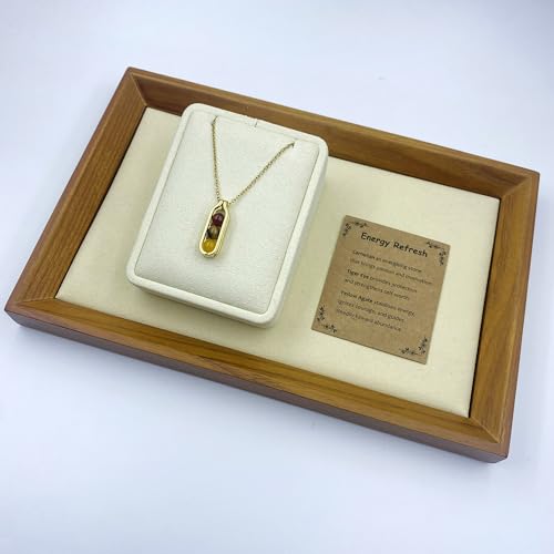 Natural Crystal Necklace Gift for New Beginnings, Crystals and Healing Stones Necklace for Anxiety Relief, Encourage Gift For Women, Mum, Natural Genuine Gemstone, Cheer Up - color: Gold, style: Energy Refresh
