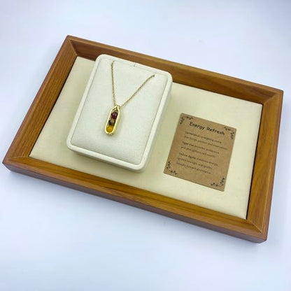 Natural Crystal Necklace Gift for New Beginnings, Crystals and Healing Stones Necklace for Anxiety Relief, Encourage Gift For Women, Mum, Natural Genuine Gemstone, Cheer Up - color: Gold, style: Energy Refresh