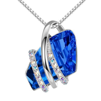 Leafael Wish Stone Pendant Necklace with Birthstone Crystal, 18K Rose Gold Plated/Silvertone, 18" + 2"