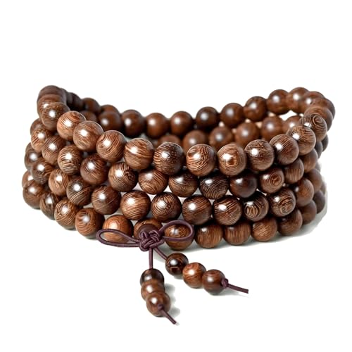 Zen Dear Unisex Natural Silkwood Tibetan Buddhism Meditation Prayer Bead Necklace Japa Mala Beads Bracelets - style: 8mm 108 Beads