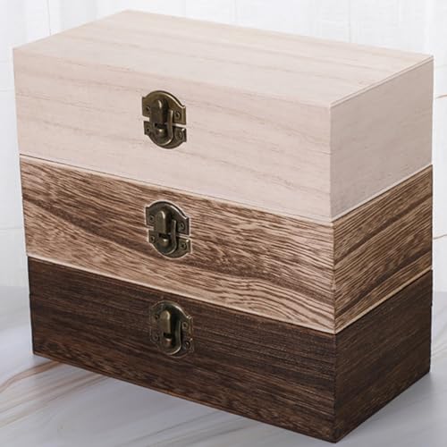2pcs Wooden Storage Box Set Rectangular Retro Wood Jewelry and Tea Organizer with Flip Lid Natural Finish for Living Space and Packaging