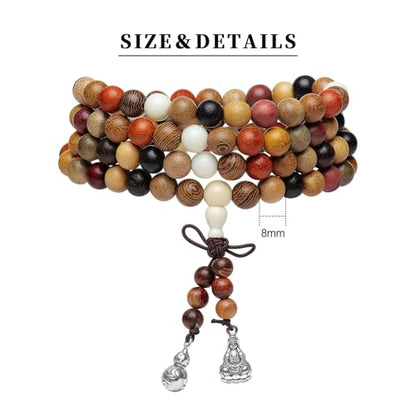 Handcrafted Wooden Bead Bracelet Multi-Color Prayer Bracelet,1pc/pack - style: Dia.8mmX108pcs