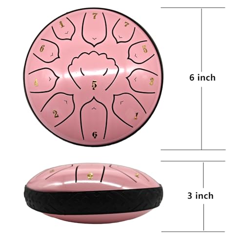 Rain Drum for Outside Garden, MIUYA 6 Inch 11 Notes Steel Tongue Drum for Adults, Beginner Percussion Instrument for Meditation Yoga, Pink Rose - color: Pink Rose