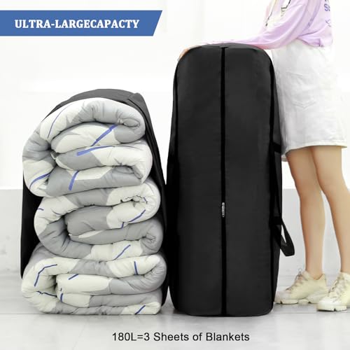 2 Pack 180L Large Storage Bag, Garden Furniture Cushion Storge With Zip Waterproof Sturdy Oxford Moving Clothes Storage Bags Organizer Bags for Bedding Duvets Pillows Clothes