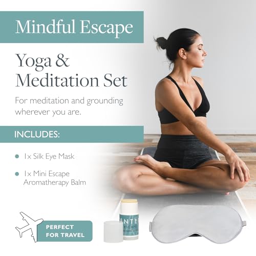 Scentered Yoga & Meditation Gift Set with Silk Eye Mask & Escape Aromatherapy Balm – Natural Silk Eye Mask to Block Out Light & Calming Essential Oils Balm – Mindful Escape Kit for Meditating & Yoga - size: Silk Eye Mask & Escape Balm