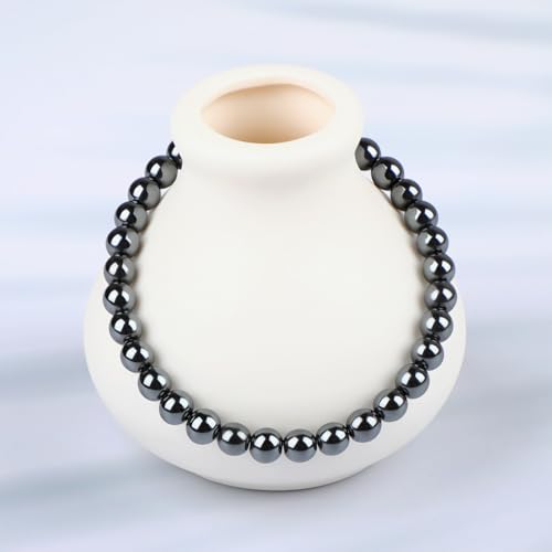 LPBeads Handmade Natural Gemstone Stretch Elastic Bracelet Healing Crystal Round Stone Beads Jewelry Gifts for Women Men - color: Hematite, size: 6mm