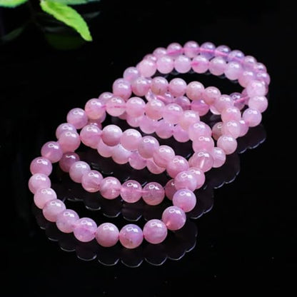 Rose Quartz Bracelet, 8mm Natural Gemstone Love Stone Jewelry Anxiety Relief & Meditation Support Heart Chakra Balance Valentine’s Mother’s Day Gift for Her - color: Purple horse powder