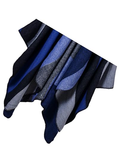 Women's Shawls and Wraps Open Front Poncho Cape Winter Sweater - color: L4-navy +Blue