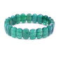 Keleny Semi Precious Stones 14mm Faceted Oval Beads Crystal Rock Elastic Bangle 7.5 Inch - color: Dyed Green Agate