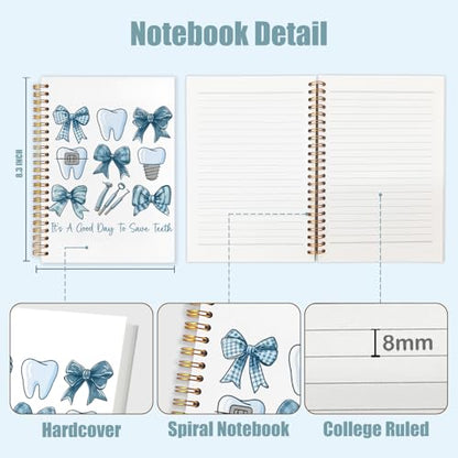 Blue Coquette Bow Dentist Notebook, Dental Gifts for Coworkers Journal, Dental Hygienist Gifts Spiral Notebook Journal for Note Taking, Dentist Office Supplies, 5.5x8.3 Inch - color: It's A Good Dayy To Save Teeth