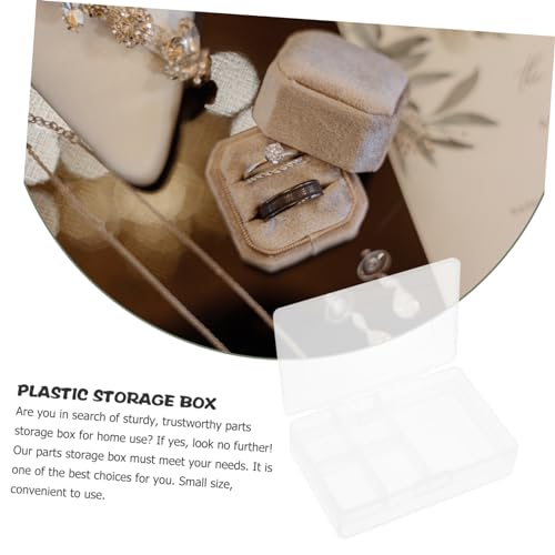 COLLBATH 4pcs Storage Box Transparent Plastic Parts Organizer with Compartments for Jewelry Tools and Small Items Lightweight and Portable Design