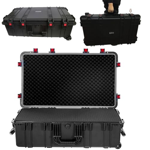 Waterproof Carry-On Hard Case, Protective Camera Case, Portable Outdoor Tool Box, with Wheels and Foam, for Electronics