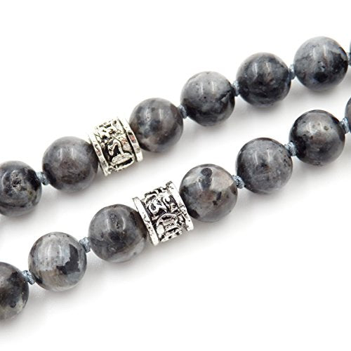 mala Beads Necklace for Women Man, mala Bracelet, Prayer Beads Necklace - color: black labradorite