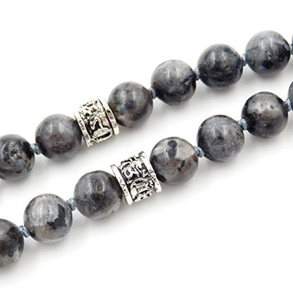 mala Beads Necklace for Women Man, mala Bracelet, Prayer Beads Necklace - color: black labradorite