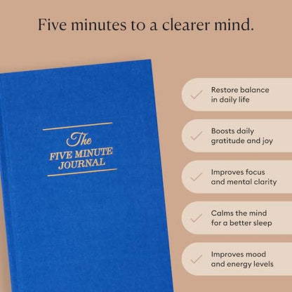 Intelligent Change The Five Minute Journal, Original Daily Gratitude 2025, Reflection & Manifestation for Mindfulness, Undated Daily with Gold Foiling, Plastic-Free, Blue - color: Royal Blue with Gold Foiling