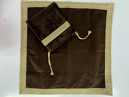 SMMS Spiritual Velvet Table Cloth Altar Tarot Spread (Brown, Small- 46cm*46cm/ 18inch*18inch) - color: Brown, size: Small- 46cm*46cm/ 18inch*18inch