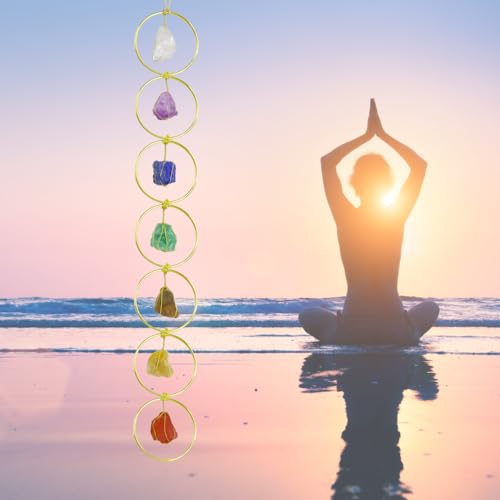 Handmade Gemstones Healing Feng Shui Crystals Window Decorations Hanging Ornament for Home Decor Party Decor（7 Chakra Round） - color: 7 Chakra Round