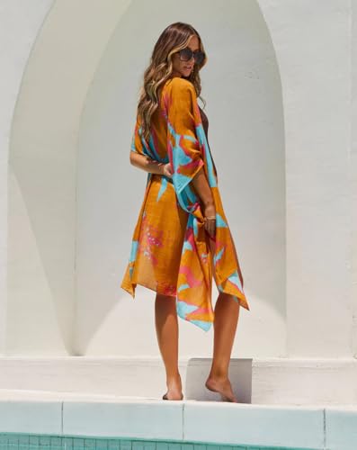 Kimonos for Women Swimsuit Coverups Beach Cover Up Swimwear Cardigan Summer - color: Summer Painting 2