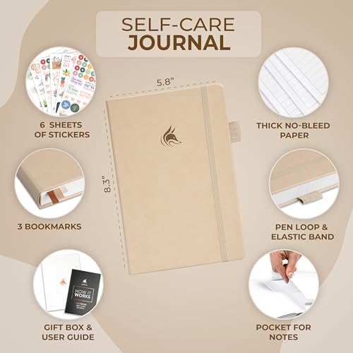 Clever Fox Self-Care Journal Premium – Daily Gratitude & Mental Health Notebook for Women – Reflection & Personal Development Journal (Seashell) - color: Seashell