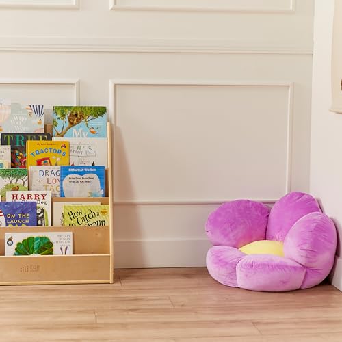 ECR4Kids SoftZone Flower-Shaped Cozy Floor Cushion, 25in, Flexible Seating, Bright Purple