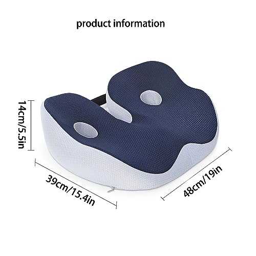 Seat Cushion, Seat Cushion for Sit Bone and Back Pain Relief, Butt, Tailbone, Hip, Hamstring, Posture Support - Memory Foam Comfort Ischial Tuberosity Pillow (Blue)