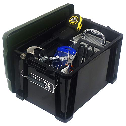 アステージ JEJ Astage Storage Box [X Series NT Box #25], Black Green, Disaster Prevention, Width 11.6 x Depth 17.3 x Height 10.2 inches (29.5 x 44 x 26 cm), Made in Japan, Stacked