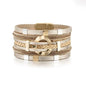 Edoneery Leather Wrap Bracelet for Women, Boho Handmade Multi-Layer Cuff with Crystal Beads Heart, Stackable Bangle Western Jewelry Gift - style: Circle Rhinestone(Gold)