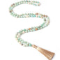 8mm Natural Stone 108 Mala Beads Necklace for Men and Women - color: Mattle Amazonite