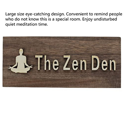 The Zen Den signs Room Decor Meditation in Progress Wall Hanging Sign,Inspirational Wooden Door Plaque for Yoga Studio Bedroom Decoration (Brown)