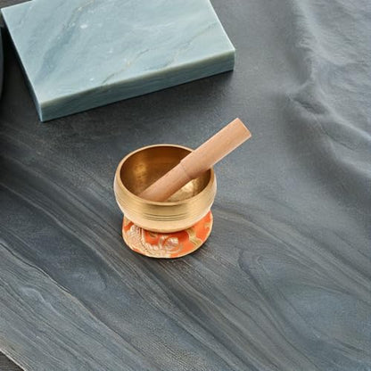 HEALLILY Nepal Hand-hammered Singing Bowl Set 8cm Copper Meditation Sound Bowl with Mallet, Cushion, and Carrying Bag for Yoga Mindfulness and Spiritual Relaxation