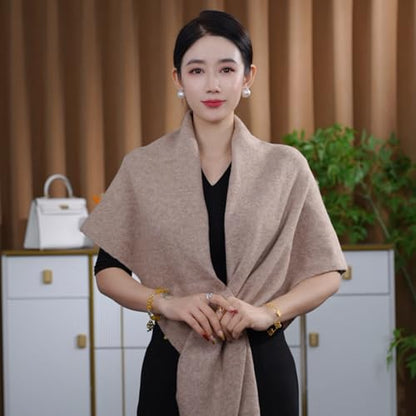 Shawls Wraps Women Triangle Sweater Scarf Warm Wool Blend Pashmina Cape Cold Weather Neck Warmer Winter Fall Accessory - color: Solid-khaki
