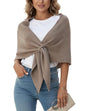 Shawl Wraps Women Pashmina Cardigan Triangle Cape Knit Shoulder Top Sweater Scarf for Fall Winter - color: 01 Khaki
