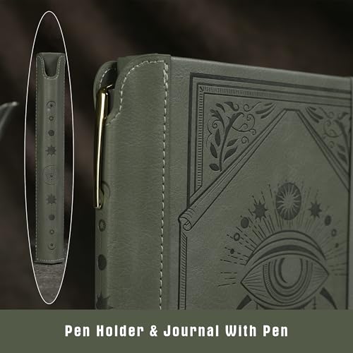 TIEFOSSI Lined Journal Notebook for Women Men, Leather Journal with Pen, A5 Evil Eye Hardcover Notebook for Work, Journaling, Travel & School, 100 GSM Thick Paper, 320 Numbered Pages, 6.2 x 8.3 in - color: Green