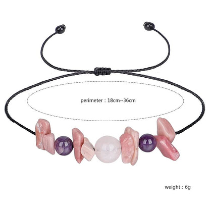 Spiritual Healing Crystal Natural Stone Bead Bracelets Handmade Adjustable Braided Wax Rope Wish Cards Yoga Reiki Relax Anxiety Jewelry Gifts for Couple BFF Friendship Jewelry