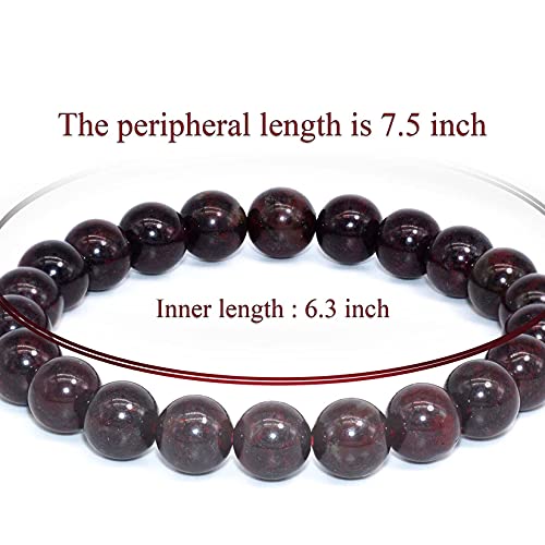 8mm Natural Gemstone Stretch Bracelet, Handmade Unisex Crystal Bracelets for Meditation, Yoga, Spiritual Healing & Positive Energy - color: bloodstone