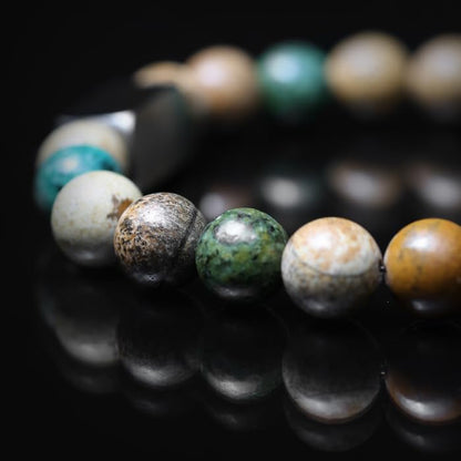 Tigranes Premium Natural Stone Bracelet Collection – Handmade Gemstone Jewelry in Luxury Branded Gift Box - style: Jasper & African Turquoise