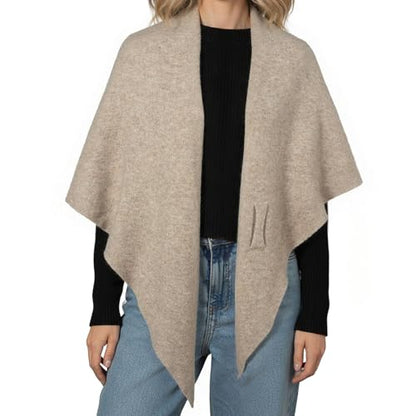 RIIQIICHY Shawl Wrap Women Pashmina Triangle Cape Knit Sweater Scarf for Fall Winter Fashion Accessory - color: Taupe Beige