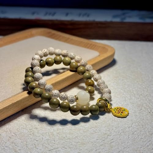 Natural Star Moon Bodhi Bracelet for Women Men Double-loop Winding Star Moon Bead Bracelet Meditatioon Healing Anxiety Relief Energy Buddha Bead Bracelets Birthday Gift - color: Bodhi 74