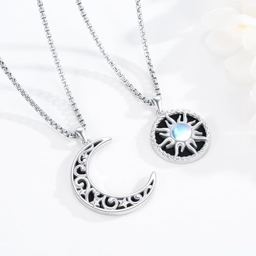 Yin Yang Necklaces for Women Men 925 Sterling Silver Pendant Necklace Yin Yang Jewelry for Women Men Couples - style: Sun Moon #12