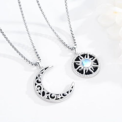 Yin Yang Necklaces for Women Men 925 Sterling Silver Pendant Necklace Yin Yang Jewelry for Women Men Couples - style: Sun Moon #12